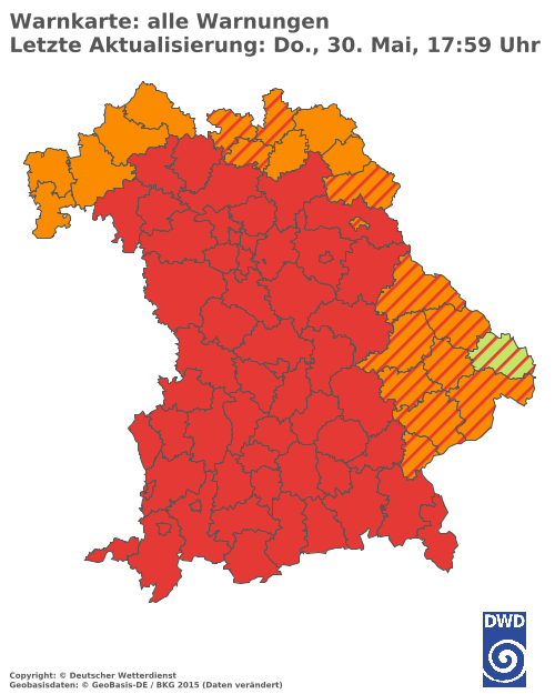 Aktuelle Wetterwarnungen für  Erlangen-Höchstadt