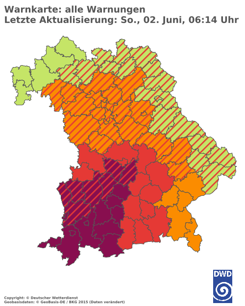 Aktuelle Wetterwarnungen für  Erlangen-Höchstadt